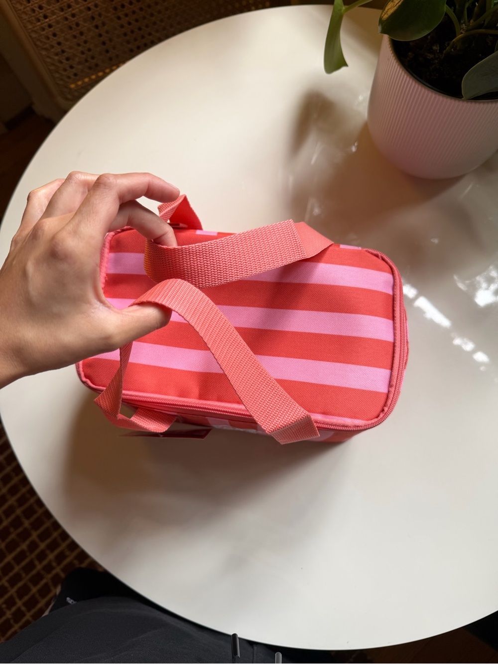 Pink and Coral Striped Trader Joe’s Mini Cooler Bag - Picture 2 of 5